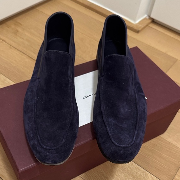 John Lobb Dark Blue Suede Loafers main image 5